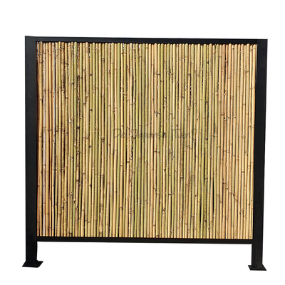 tuinscherm bamboe met zwart stalen frame